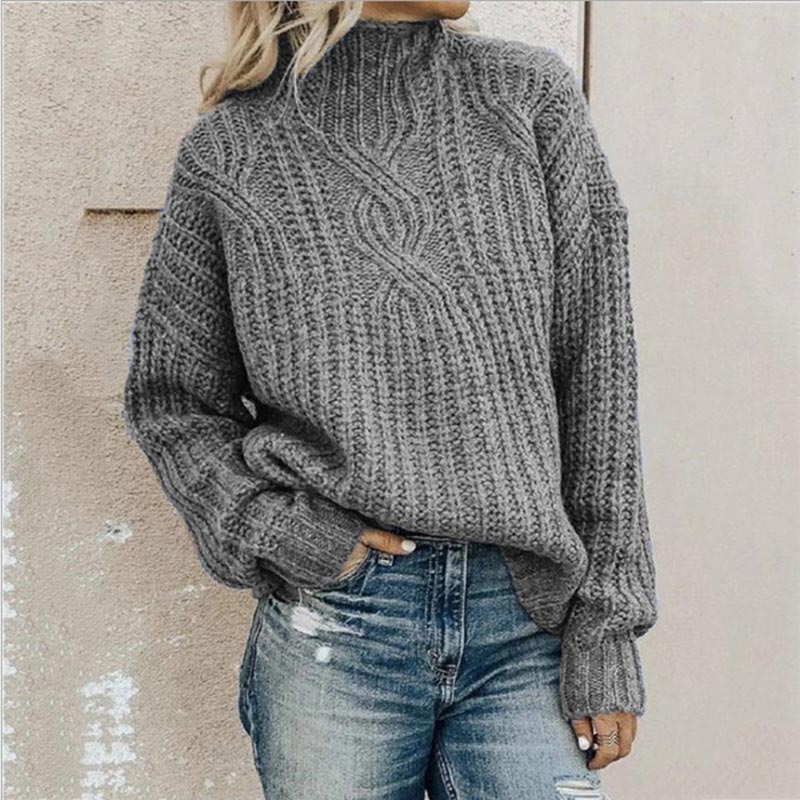 Soft Women's Cable Knit Crew Neck Sweater