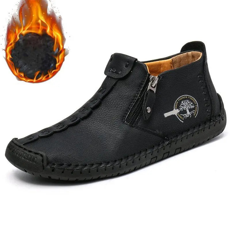 Leather Mens Ankle Boots - Classic Slip On Shoes