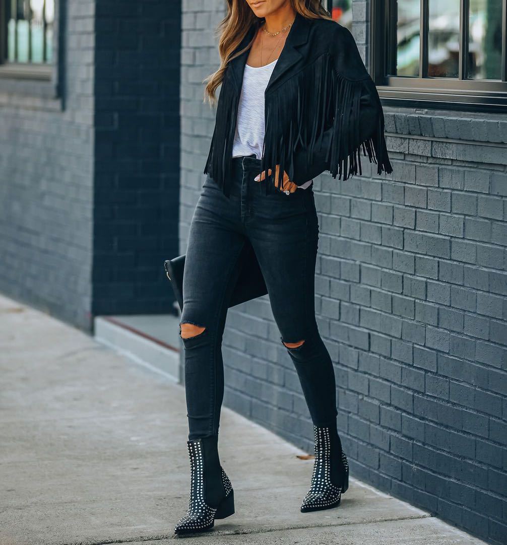 Edgy Suede Biker Jacket with Zip Front