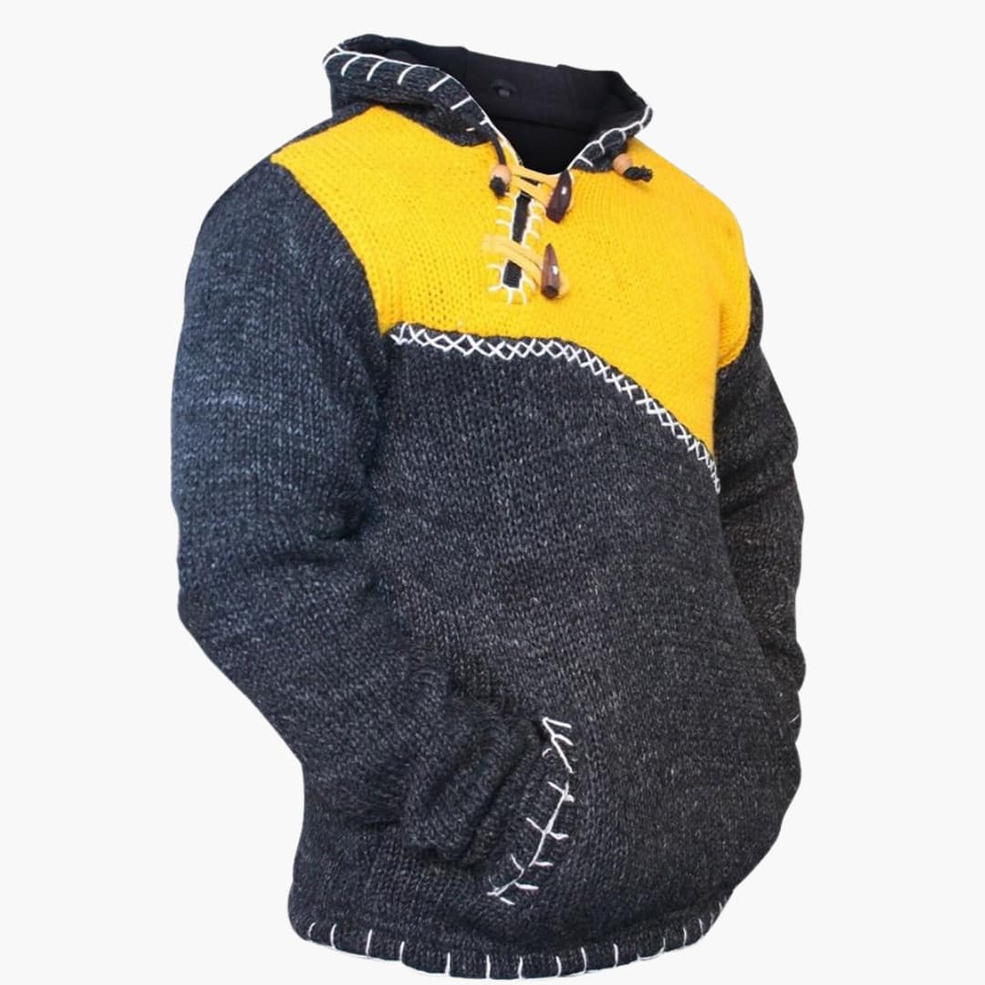 Men's Fleece Hoodie with Pouch and Textured Fabric