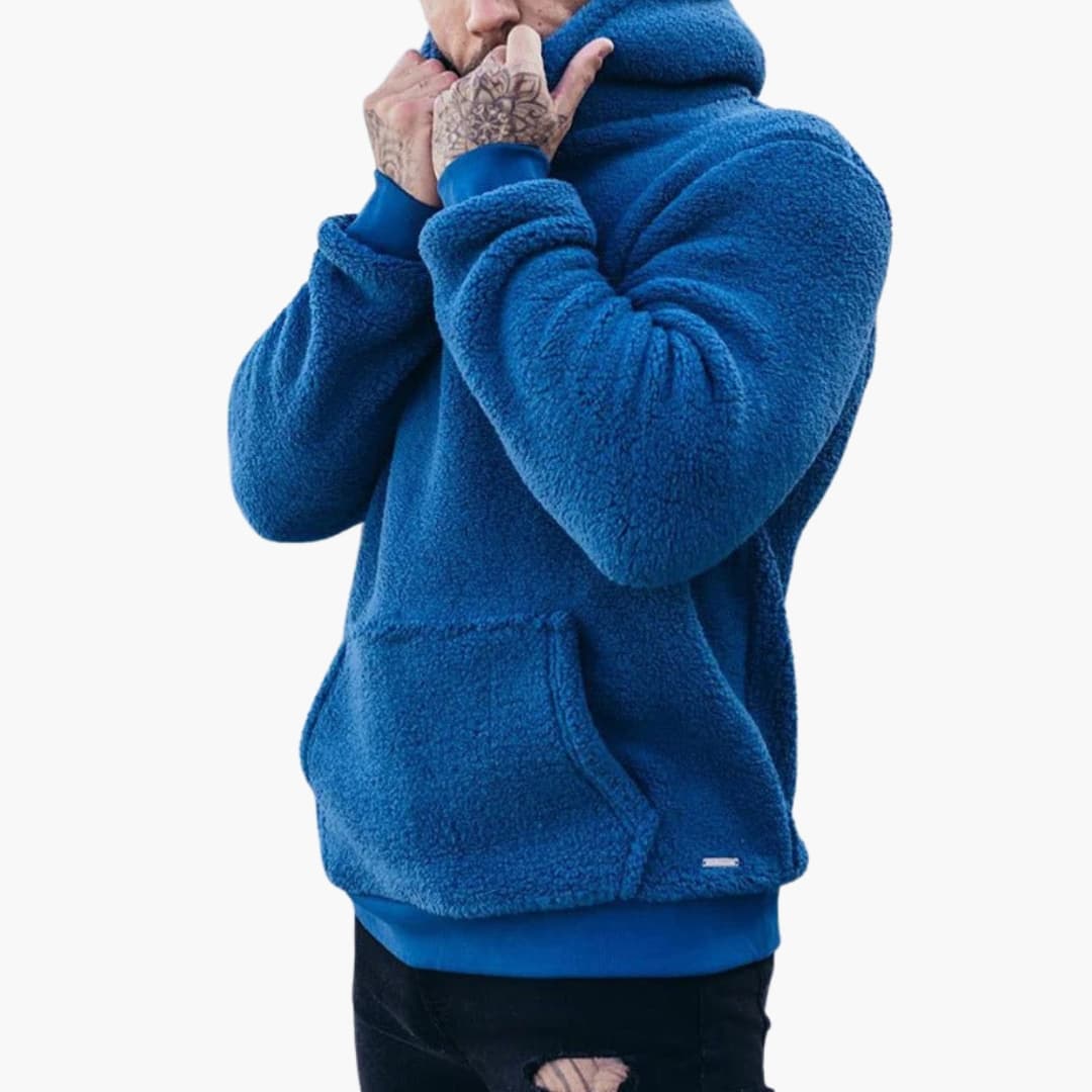 Men's Pullover Hoodie with Adjustable Hood and Pouch Pocket