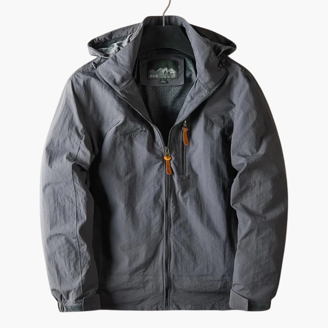 Waterproof Mens Jacket with Hood and Zip Pockets