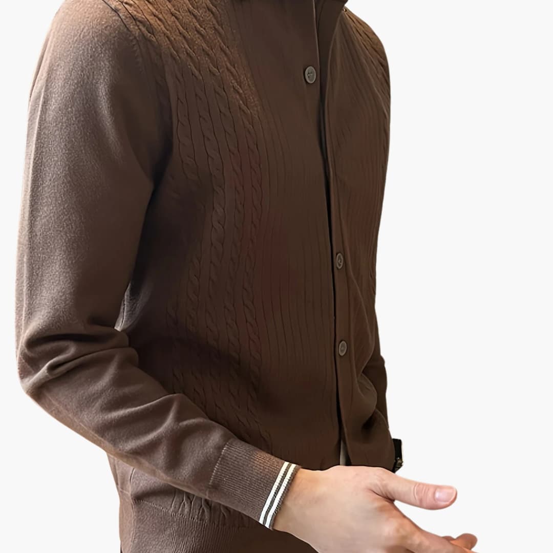 Classic Men's Crew Neck Button Sweater