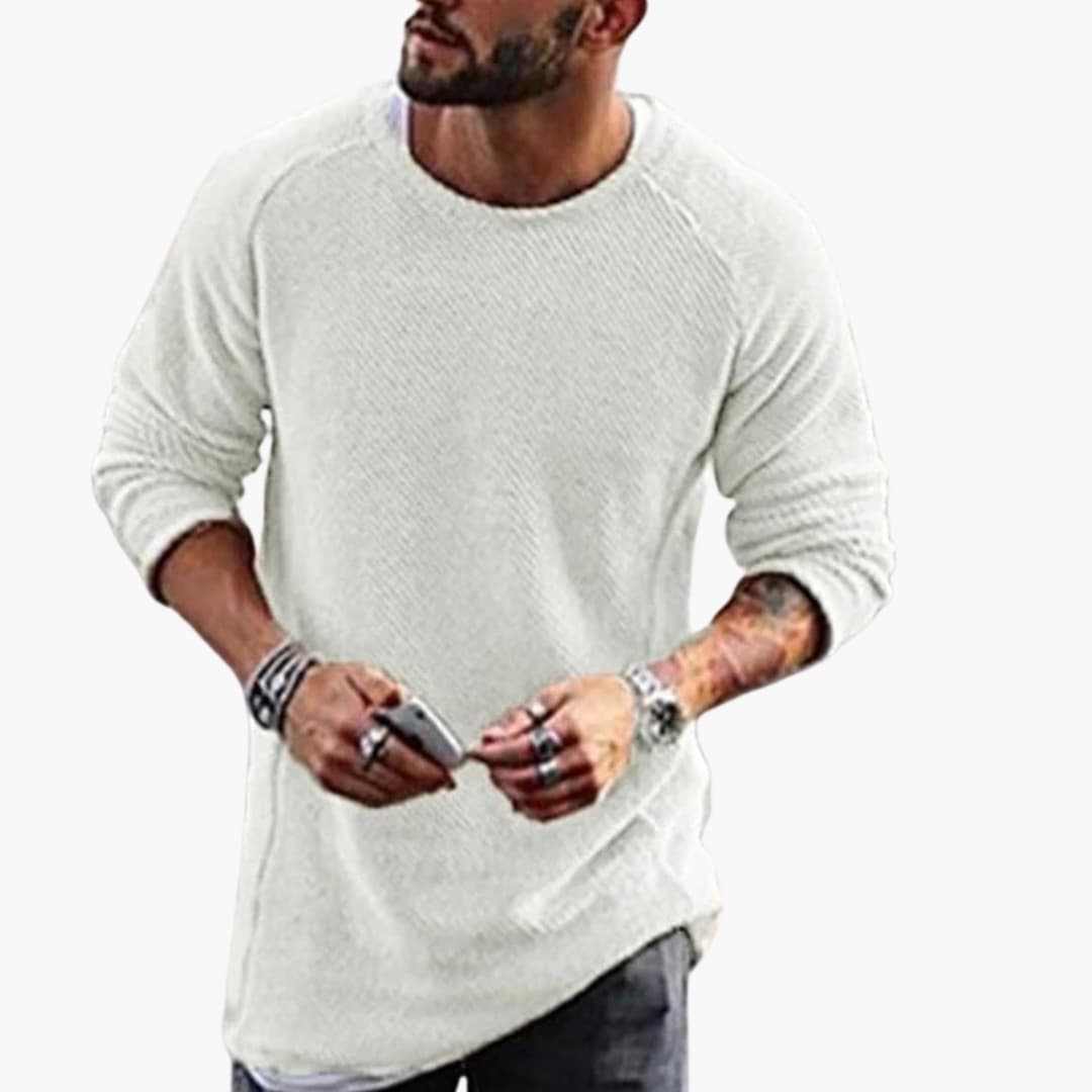 Classic Crew Neck Wool Sweater for Men
