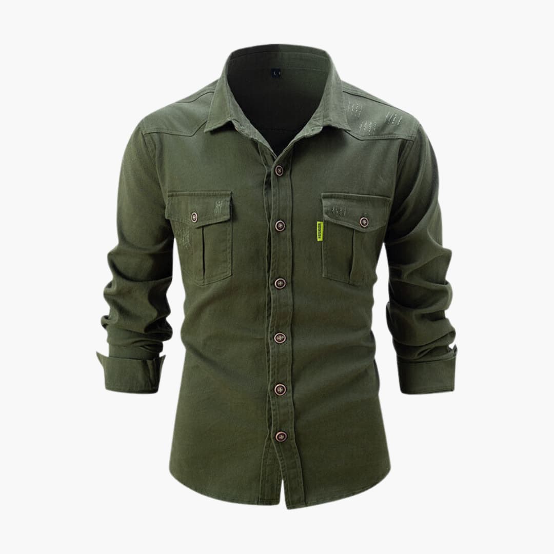 Classic Casual Button Front Shirt with Pockets