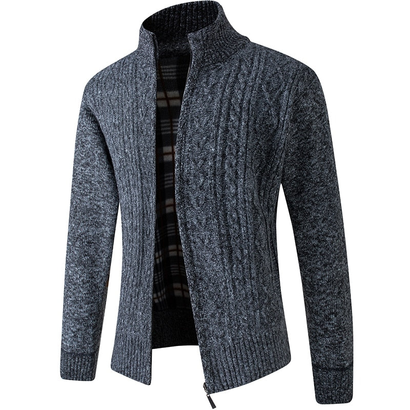 Cozy Mens Zip Up Crew Neck Sweater