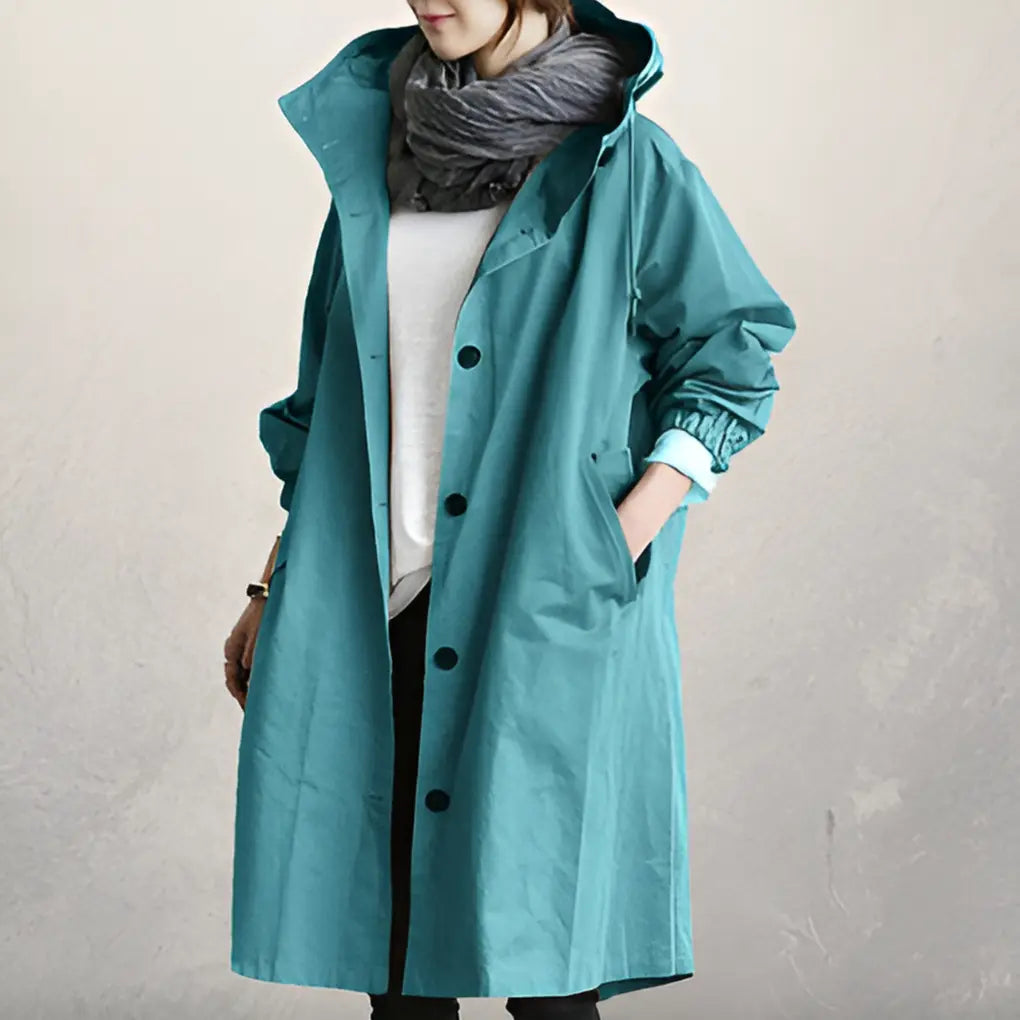 Hooded Black Trench Coat for Women – Stylish & Warm for Chilly Days 8