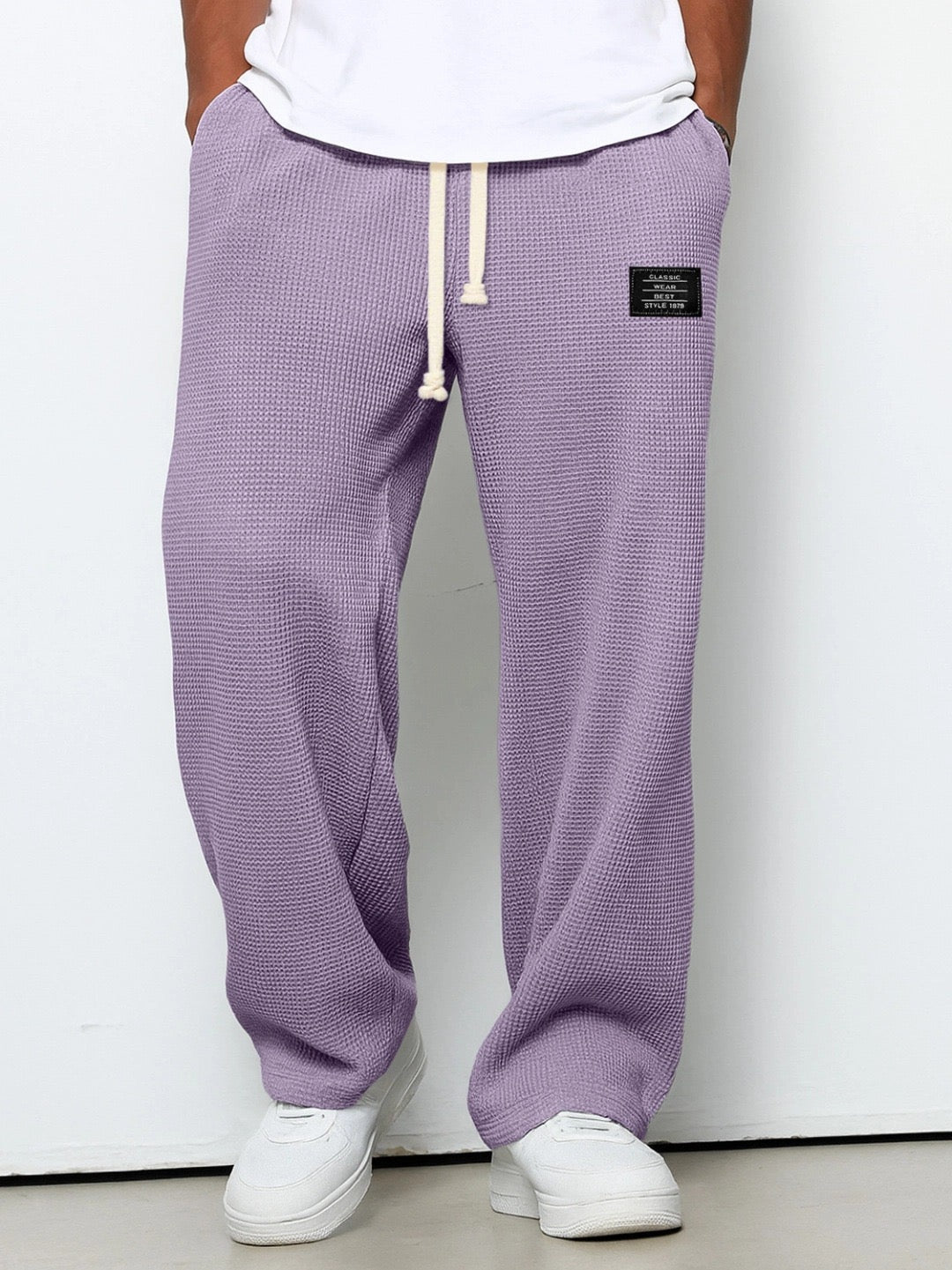 Men's Comfortable Drawstring Wide Leg Pants with Pockets