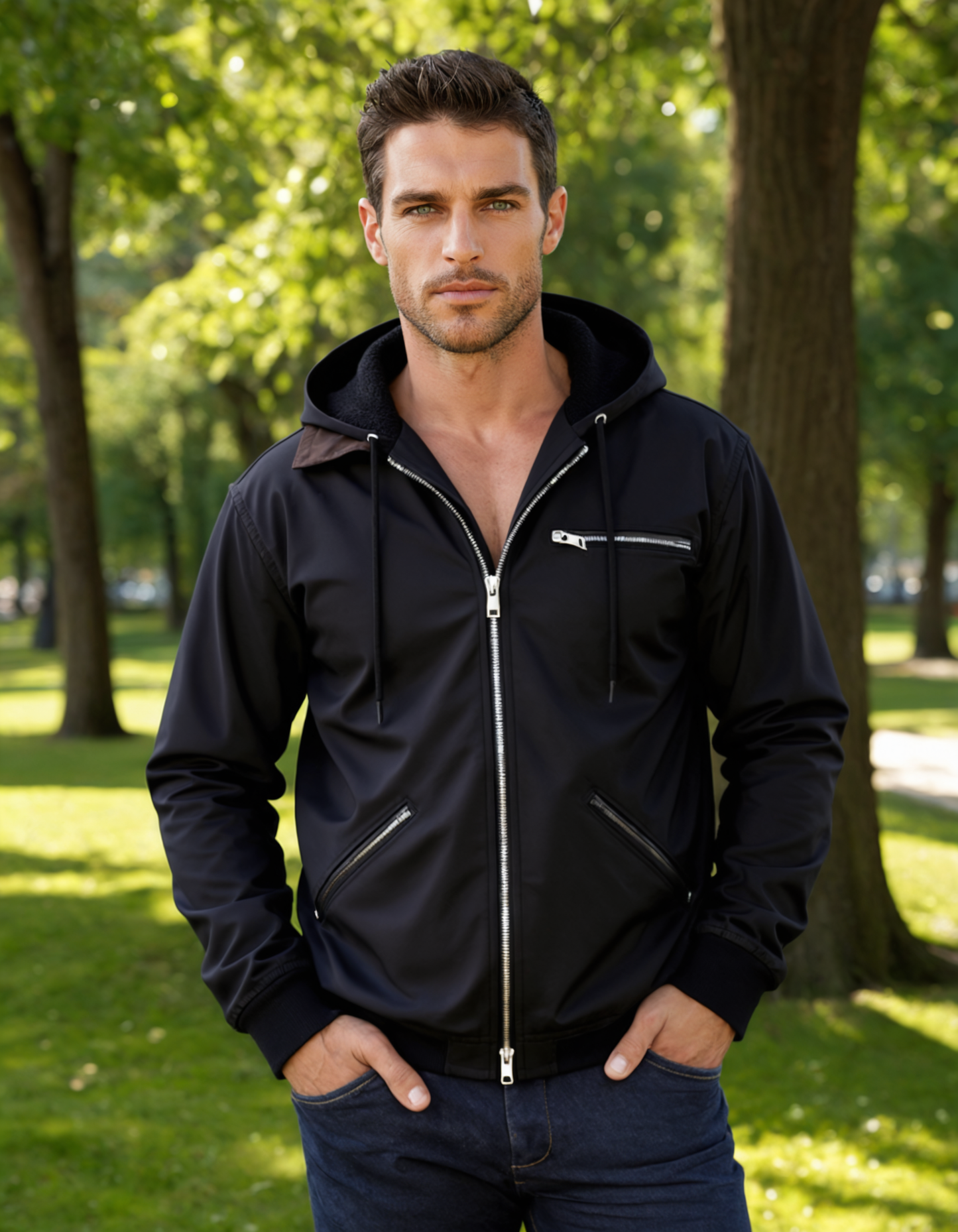 Warm Fleece Lined Mens Hooded Winter Coat