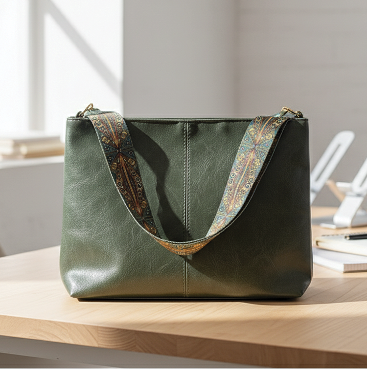 Stylish Vegan Leather Stitched Tote Bag