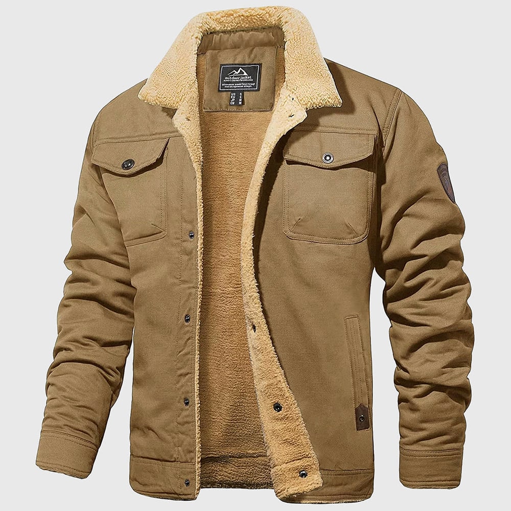 Casual Fleece Lined Button Bomber Jacket