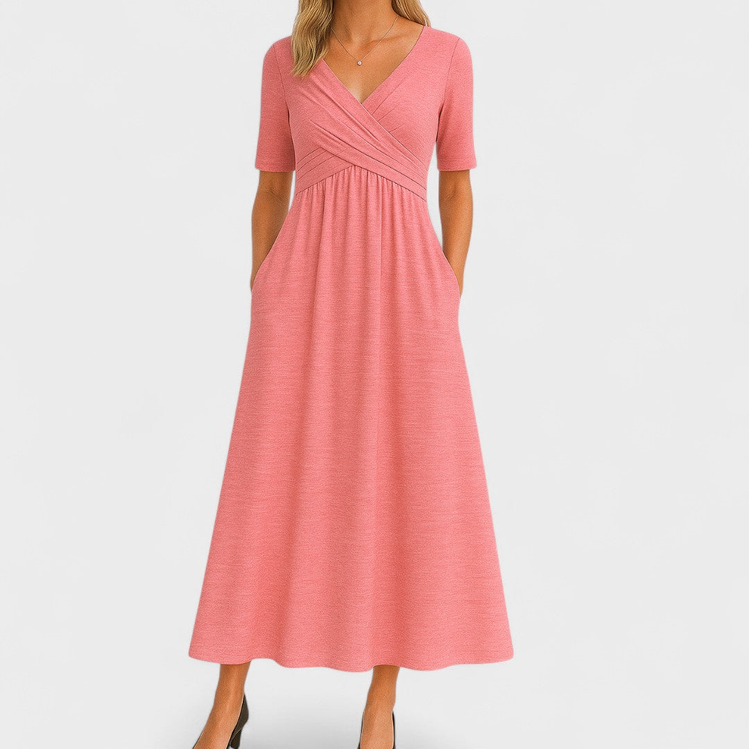 Floral V-Neck Wrap Midi Dress