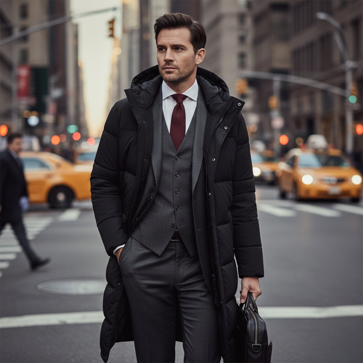 Warm Men's Long Down Hooded Parka Coat
