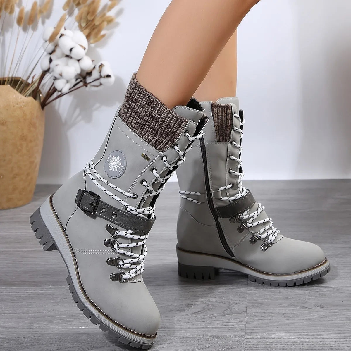Women's Buckle Ankle Boots - Chic and Comfortable