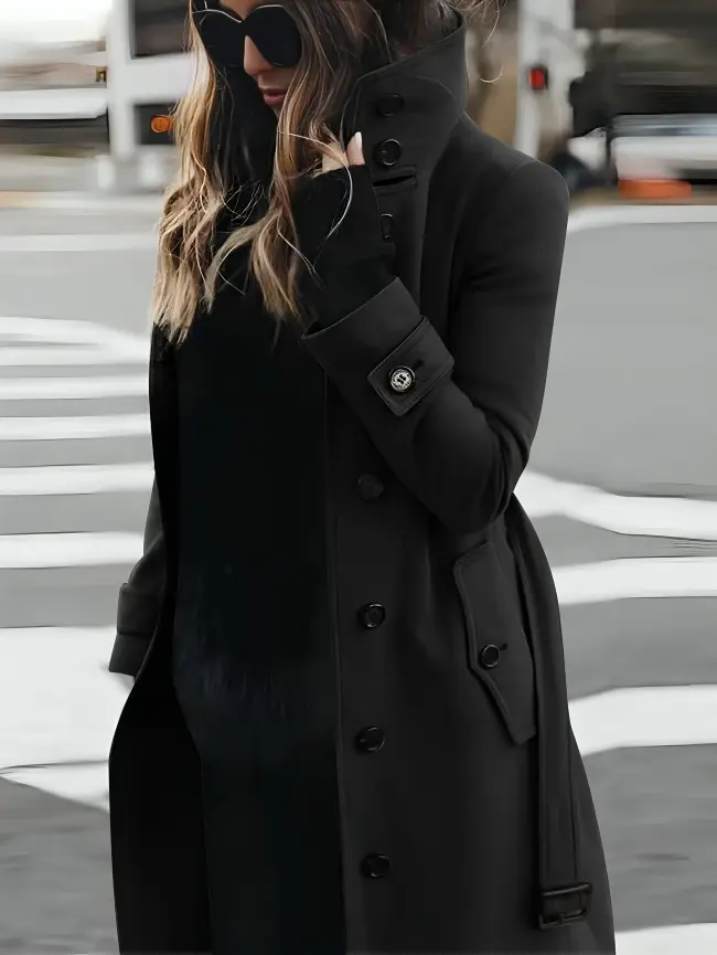 Tall Women's Coat with High Neck - Chic and Classic