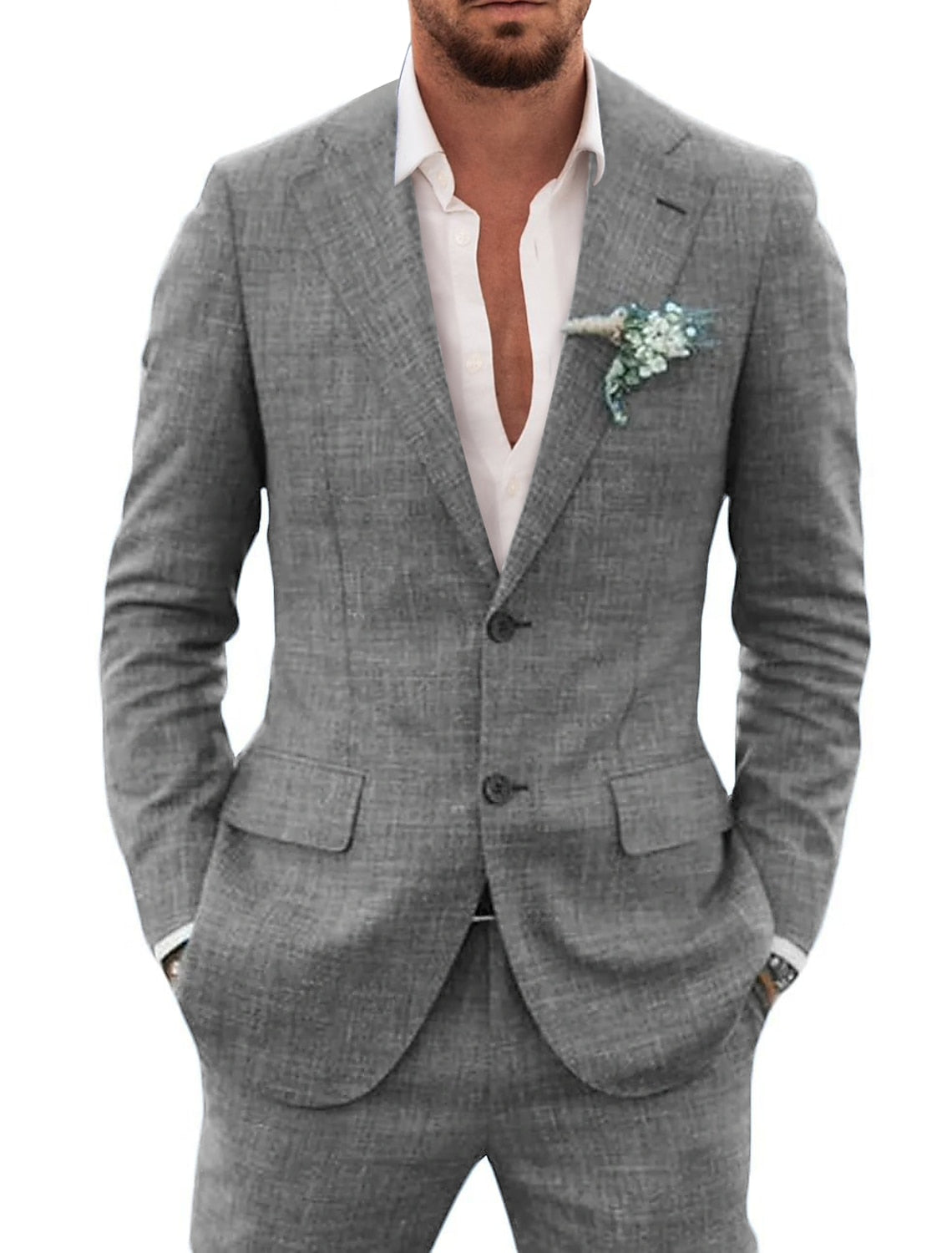 Slim Fit Men's Two Button Summer Suit