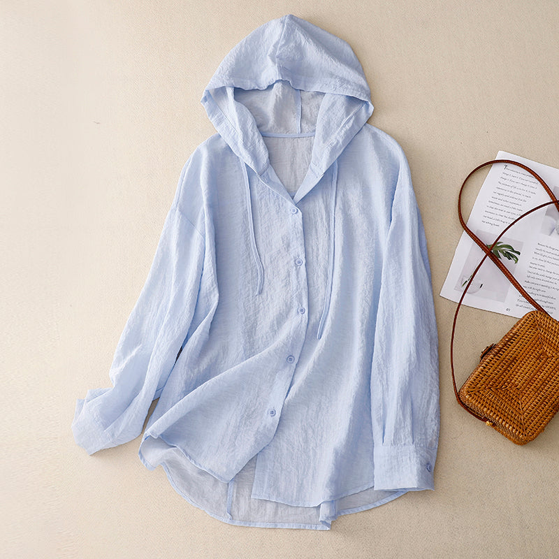 Slim Fit Button Front Hooded Sweatshirt