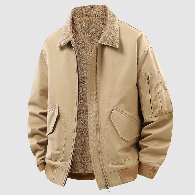 Warm Shearling Lined Zip Up Jacket