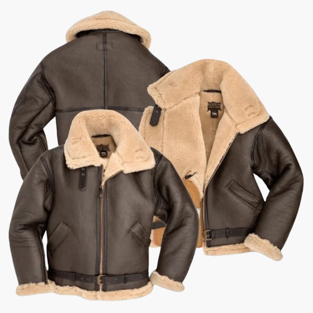 Men's Classic Bomber Jacket with Fur Collar