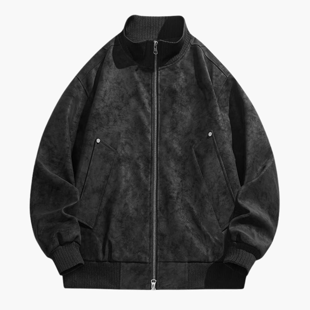 Men's Zip Up Bomber Jacket with Elastic Sleeves