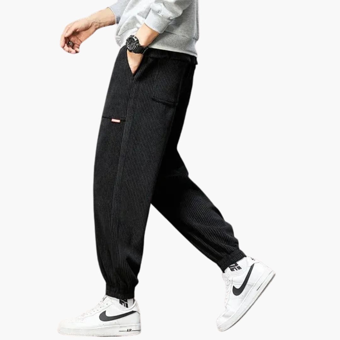 Men's Comfortable Corduroy Jogger Pants with Elastic Waist