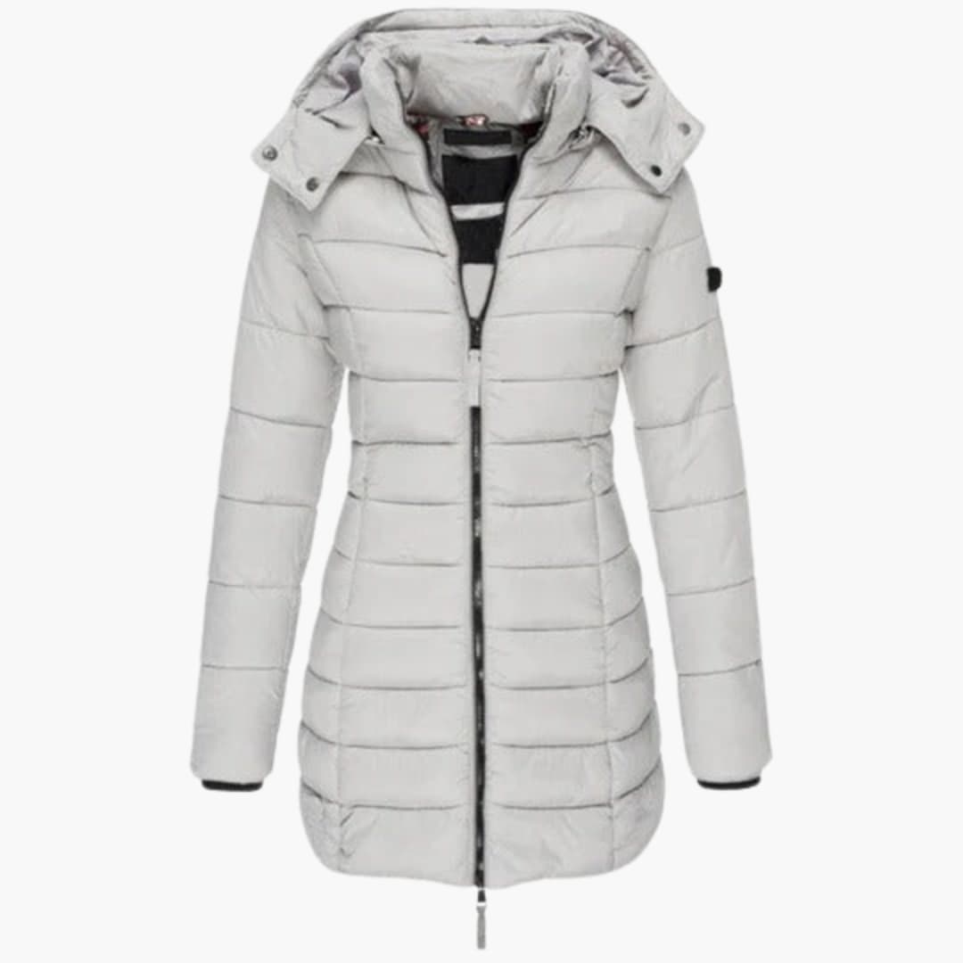 Warm Waterproof Hooded Coat with Zip Front