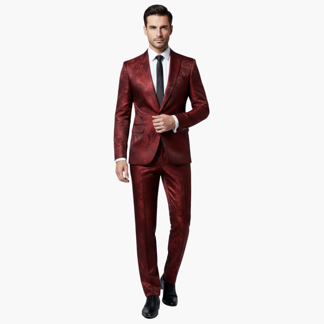 Men's Textured 2 Piece Slim Fit Business Suit
