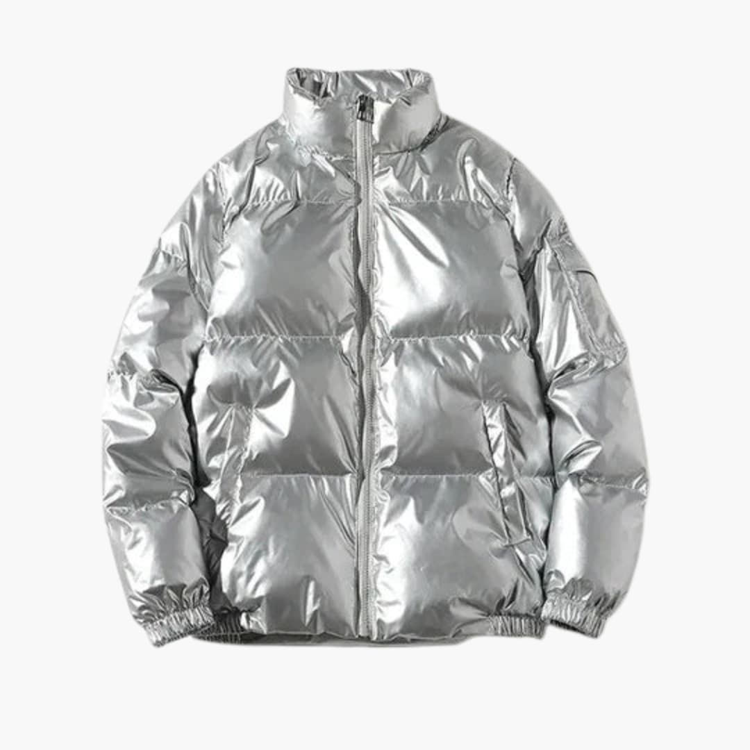 Men's Silver Down Parka with Hood