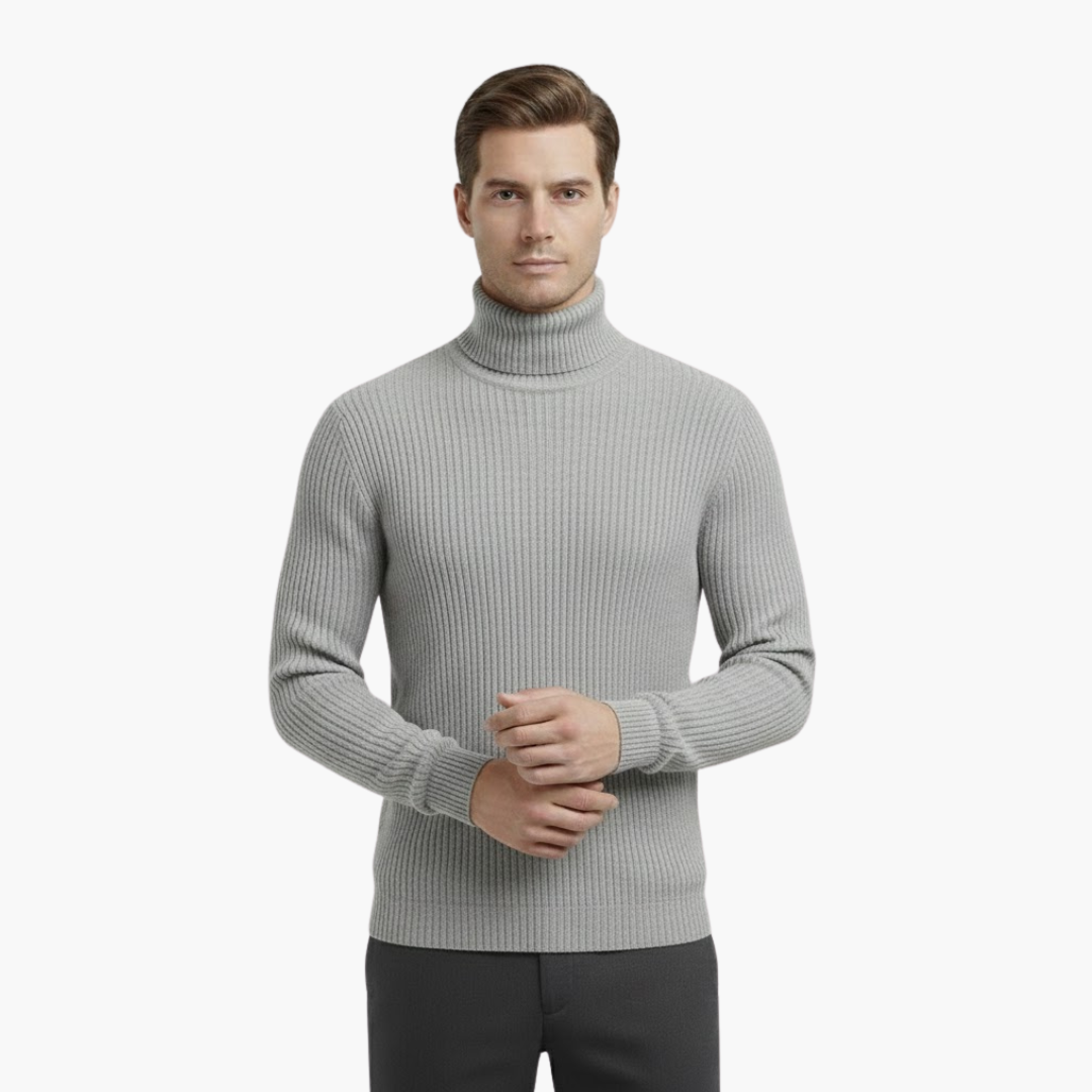 Classic Crew Neck Men's Ribbed Sweater