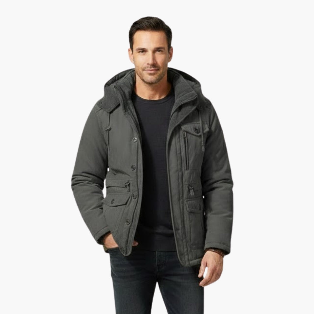 Warm Waterproof Parka with Zip and Multiple Pockets