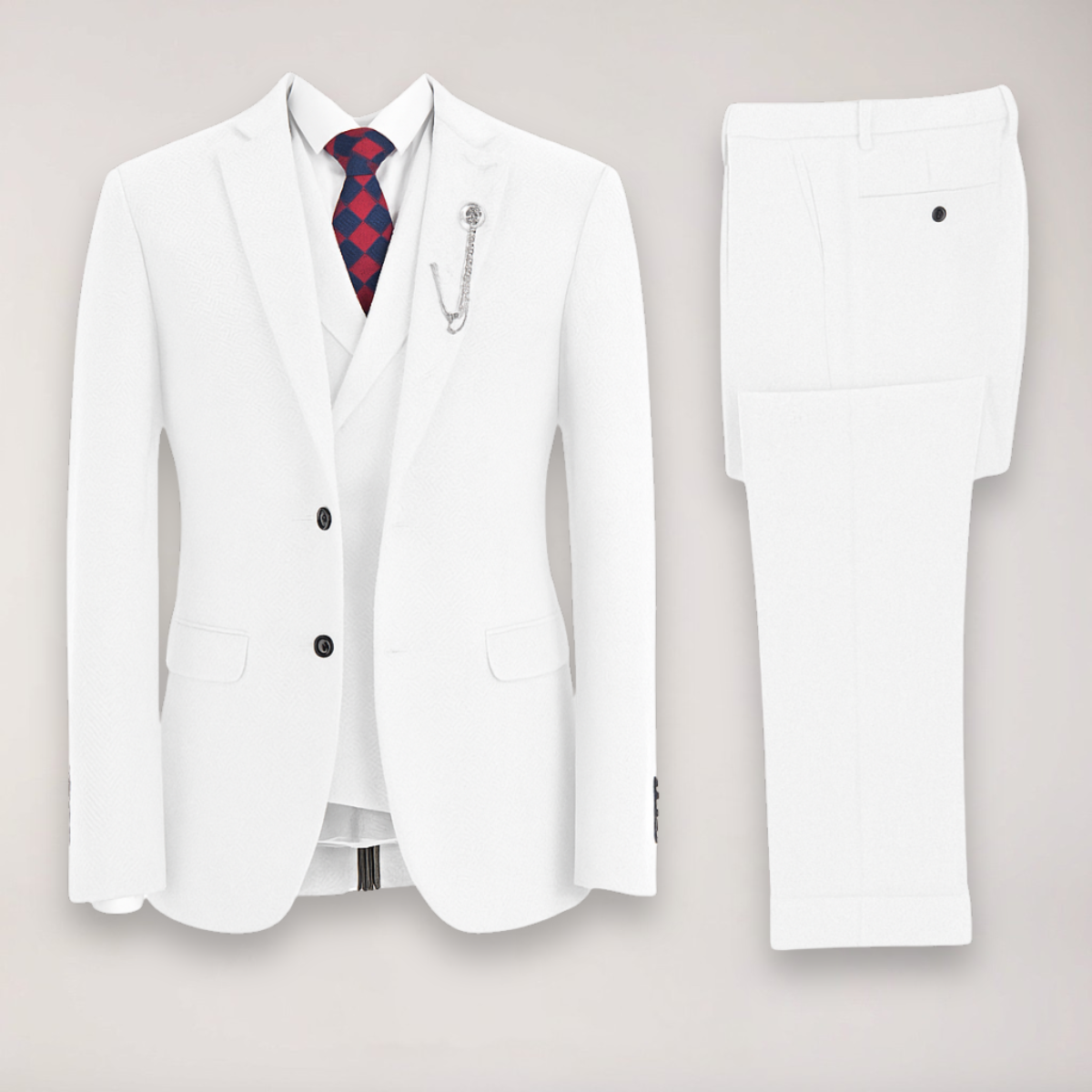 Slim Fit Mens 3 Piece Suit Jacket Trousers Vest