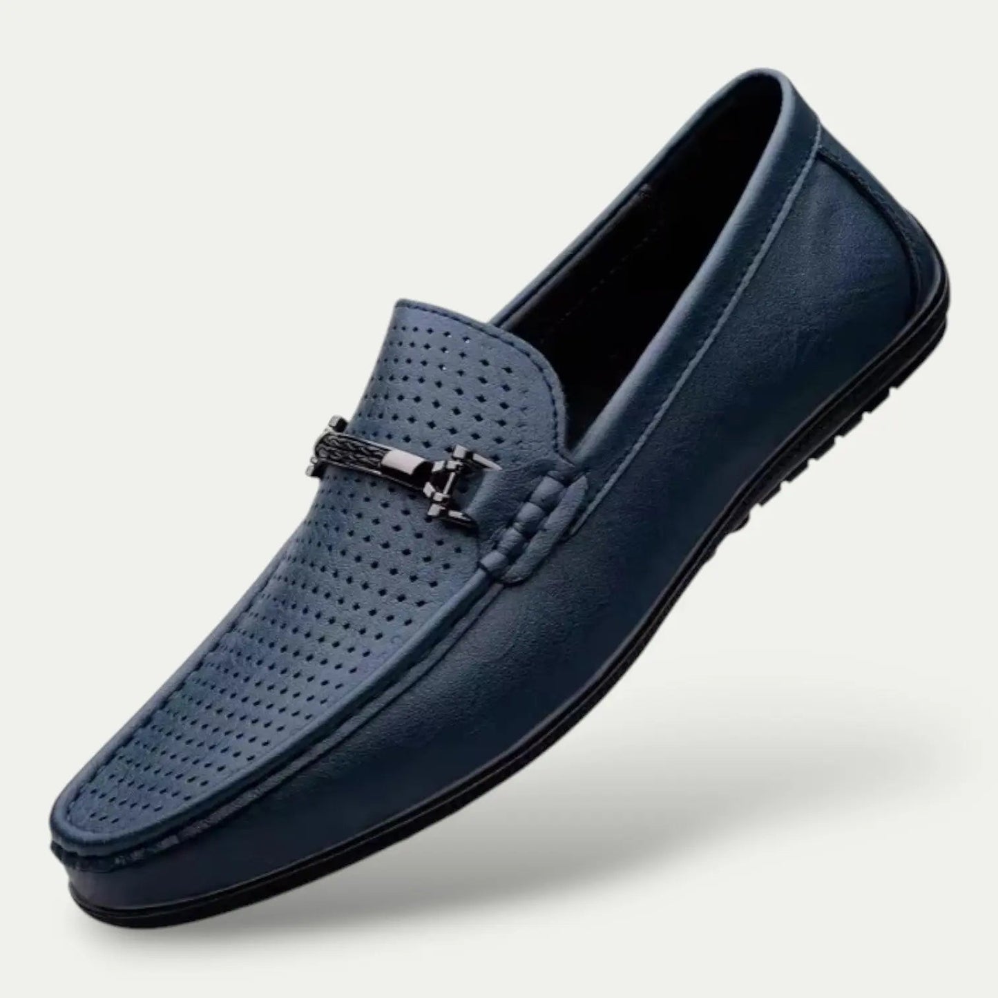 Classic Mens Leather Slip On Shoes - Buckle Detail
