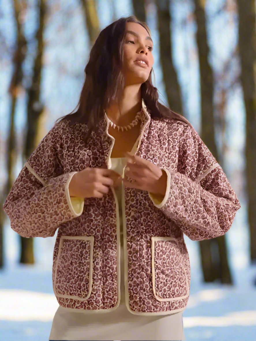 Relaxed Fit Women's Quilted Floral Jacket - Nocini