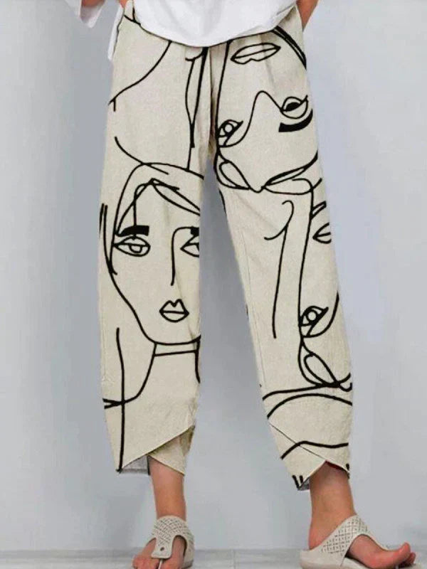 Ladies Loose Fit Pants with Colorful Print Design - Nocini