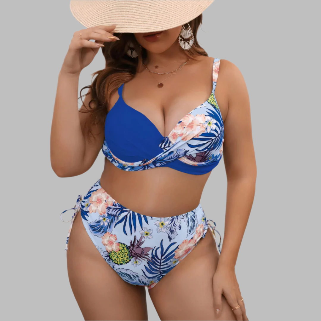 Women's High Waisted Bikini Set with Adjustable Straps