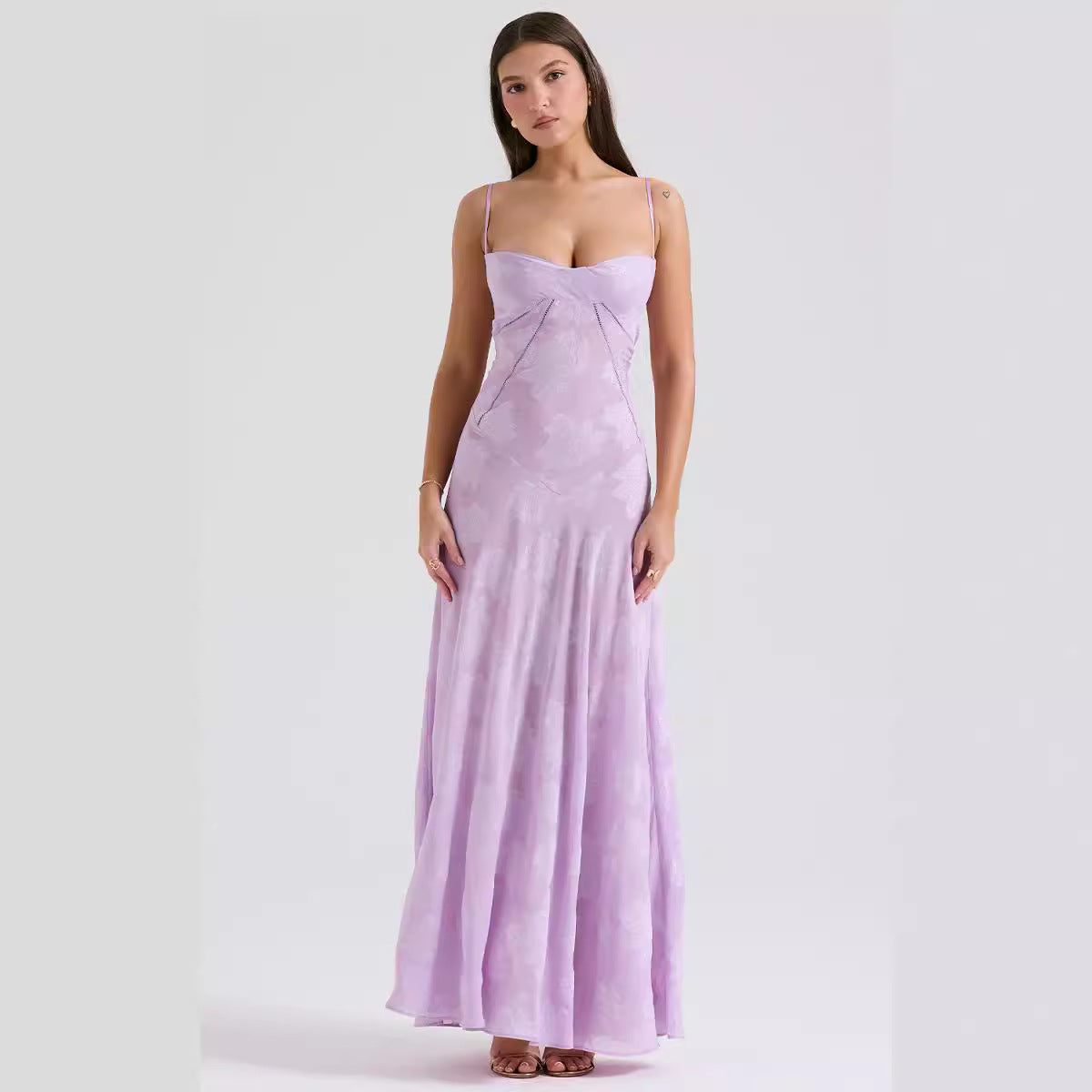 Elegant Womens Formal Gown with Embroidery