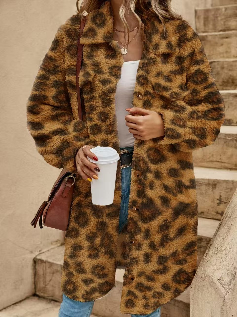 Warm Women's Sherpa Coat with Pockets