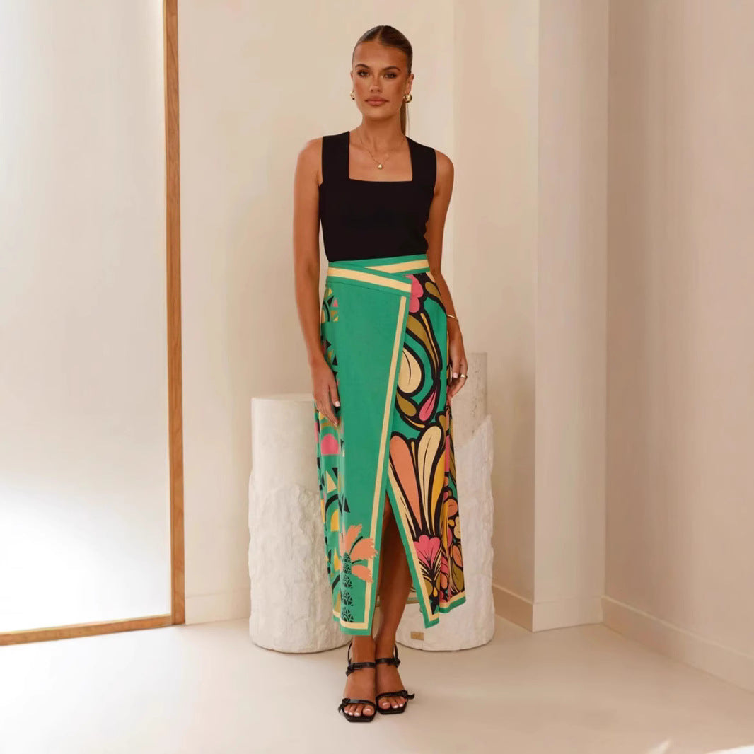 Fashionable High Waist Midi Skirt with Slit Detail - Nocini