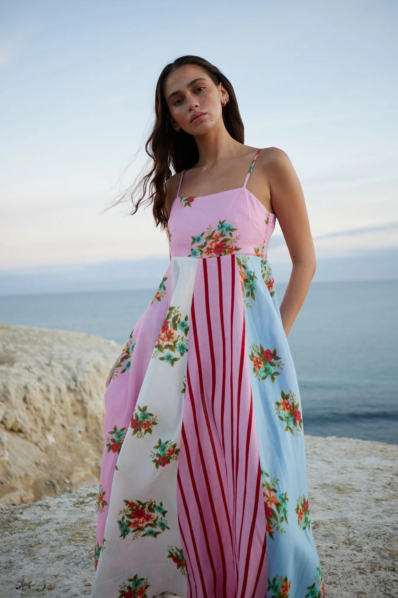 Loose Fit Maxi Dress with Floral Print