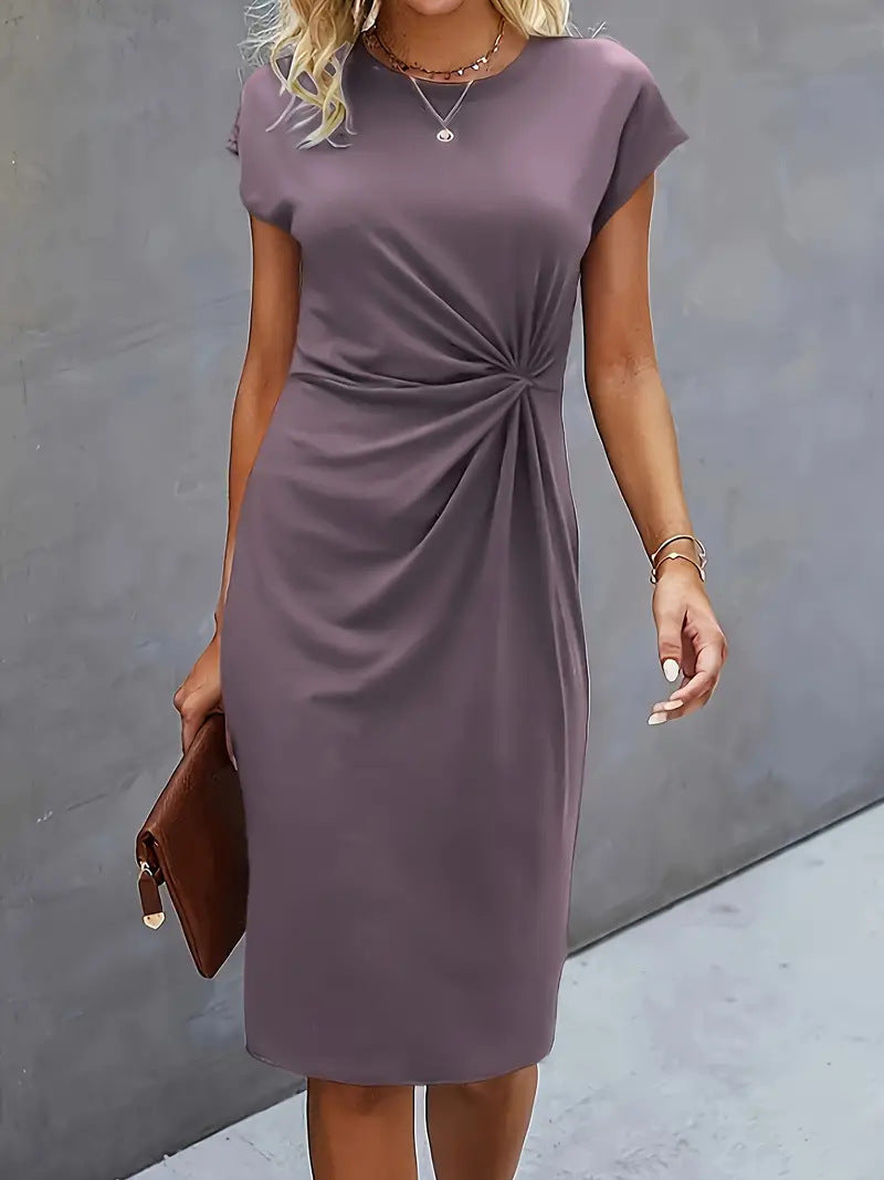 Fit and Flare Bodycon Mini Dress with Side Tie Detail