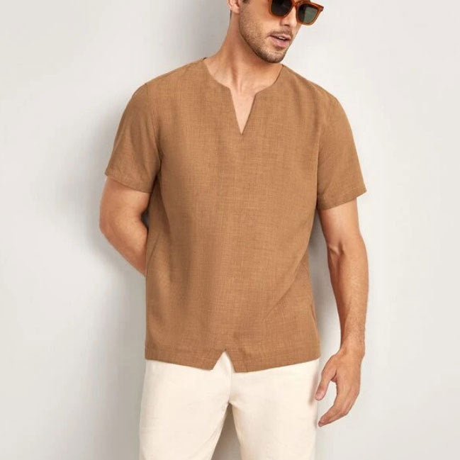 Relaxed Fit Men's V-Neck Short Sleeve Tee - Nocini