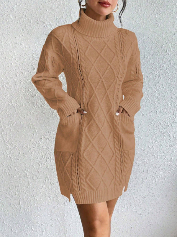 Fitted Women's Cable Knit Long Sleeve Dress