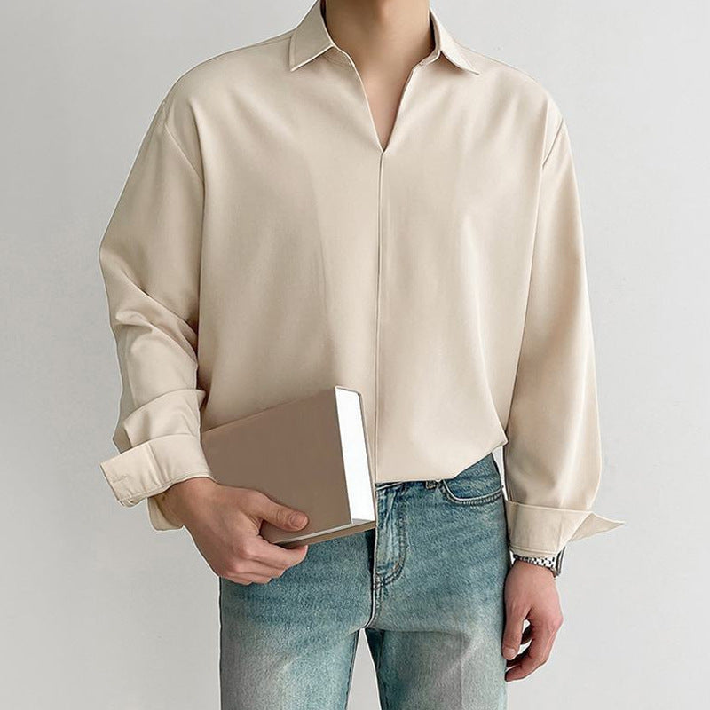 Casual Men's V Neck Cotton Shirt