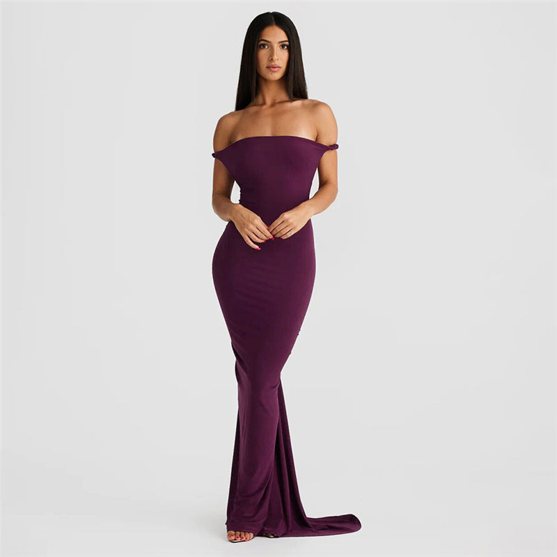 Elegant Women's Evening Gown Slim Fit Backless Dress