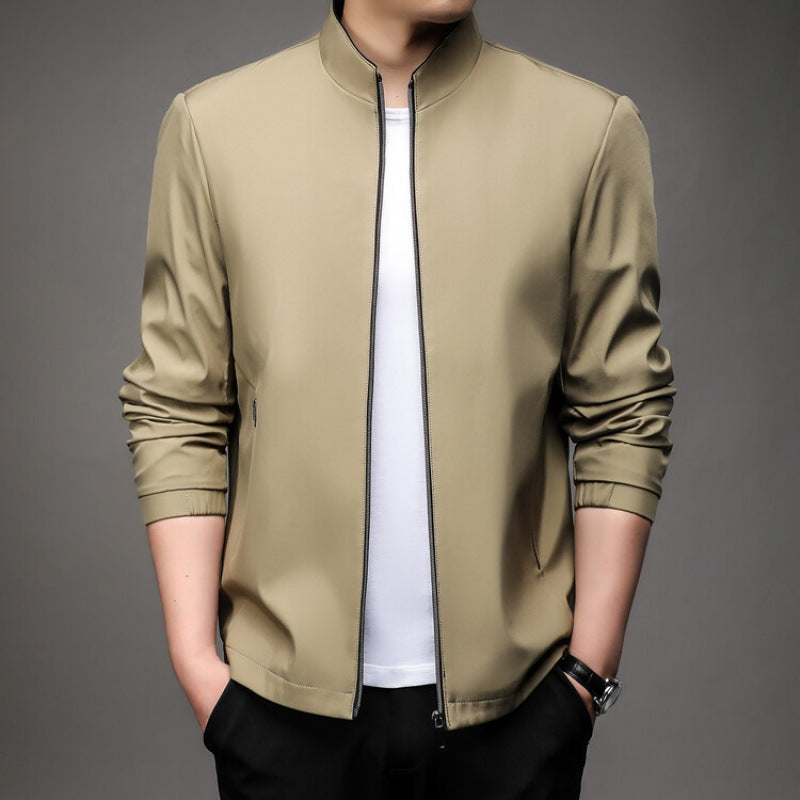 Slim Fit Mens Jacket with Zipper and Soft Collar