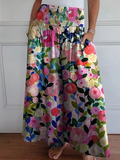 Loose Fit Women's Pants with Elastic Waist and Pockets