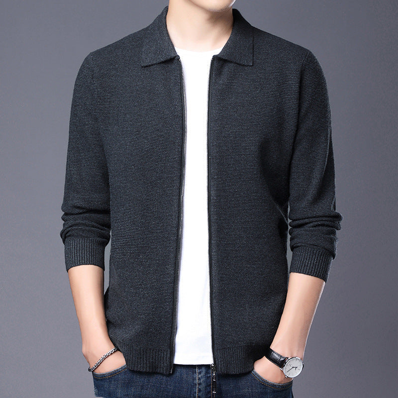 Men's Slim Fit Wool Zip Cardigan