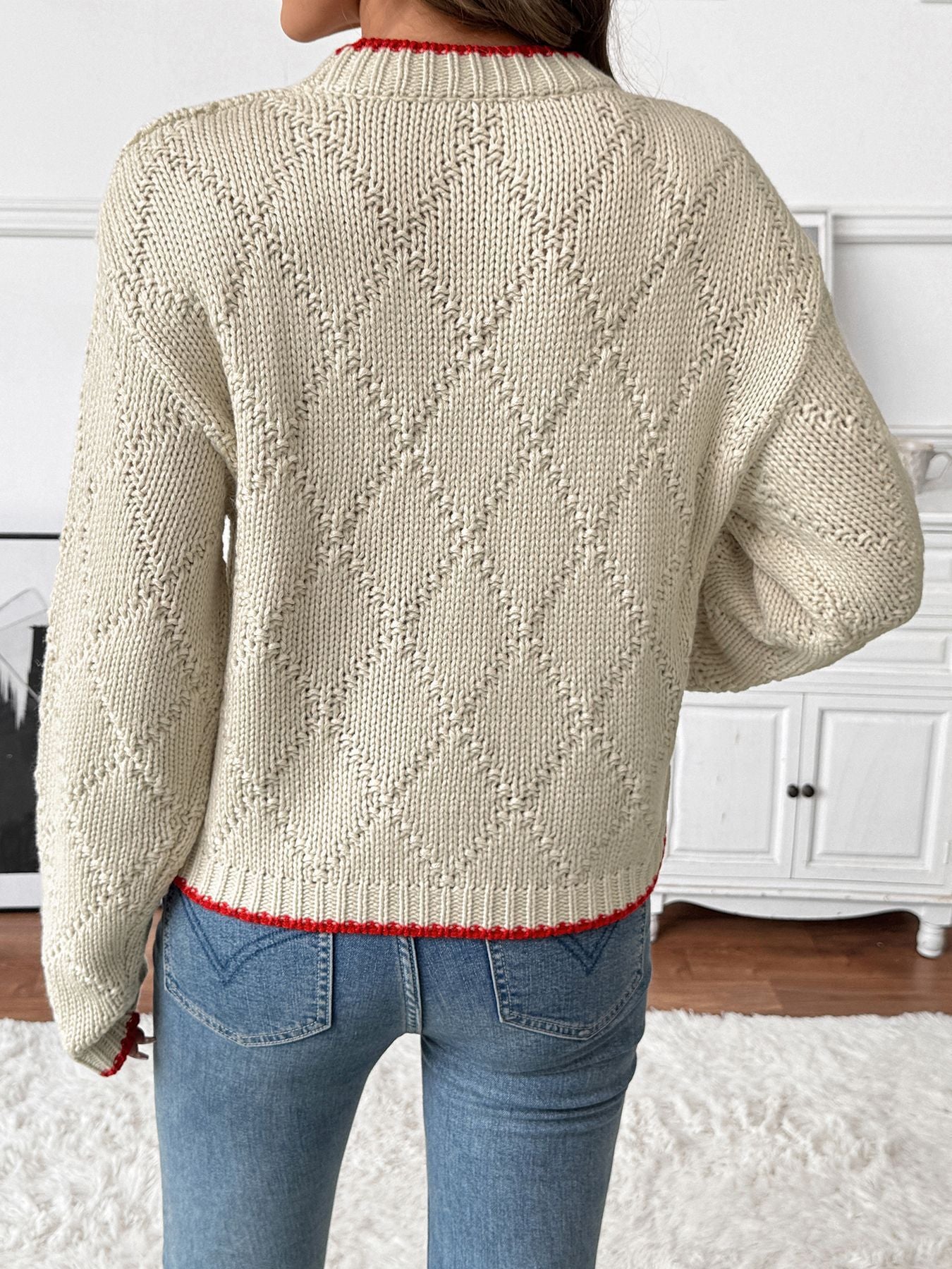 Colorful Fish Print Cozy Knit Sweater