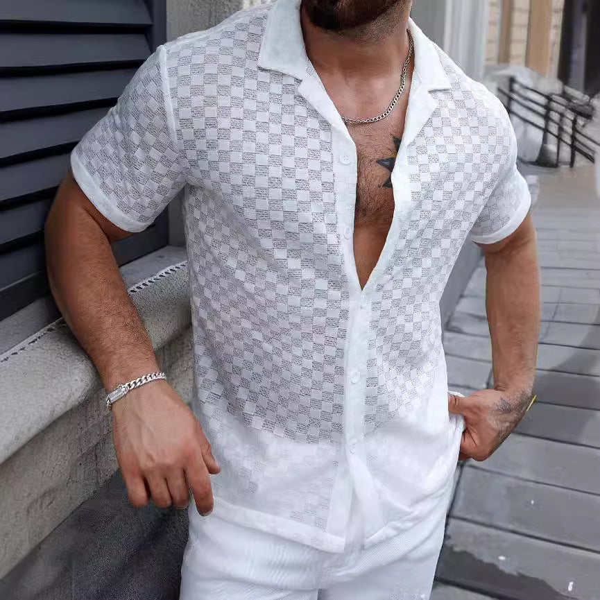 Casual Men's Short Sleeve Knit Shirt - Nocini