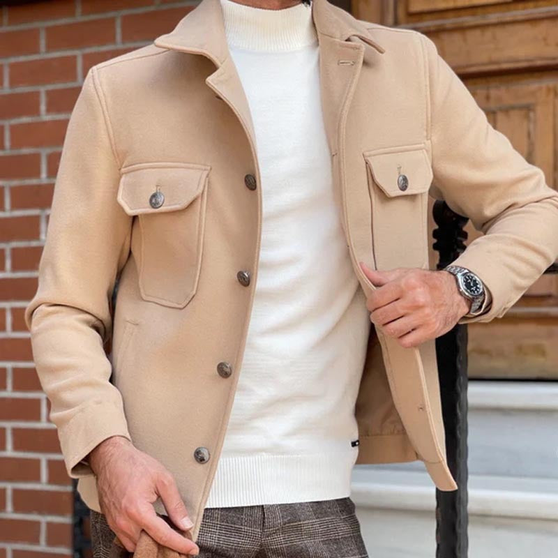 Classic Mens Jacket with Buttons and Pockets - Nocini
